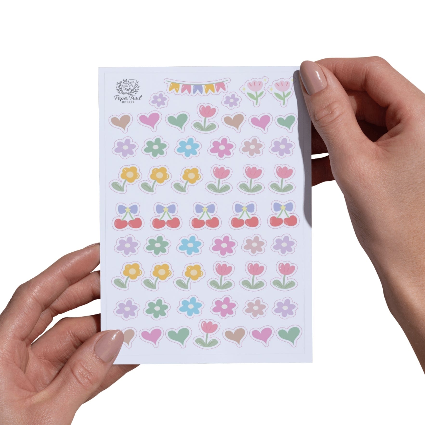 Sticker Sheet - Decorative Sticker Sheet Flowers and Hearts