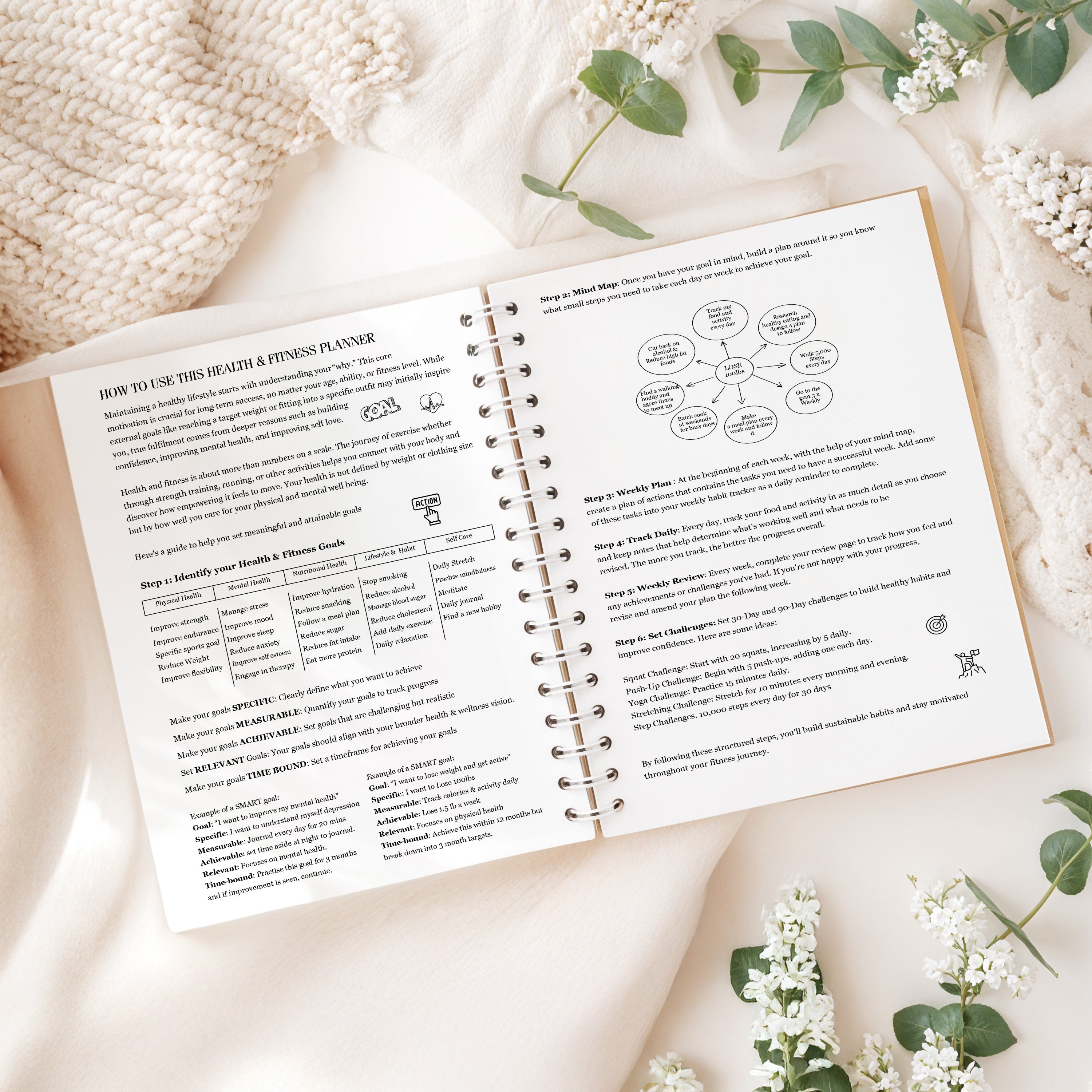 12 Month Health & Fitness Planner | Self Care Planner  - Terracotta