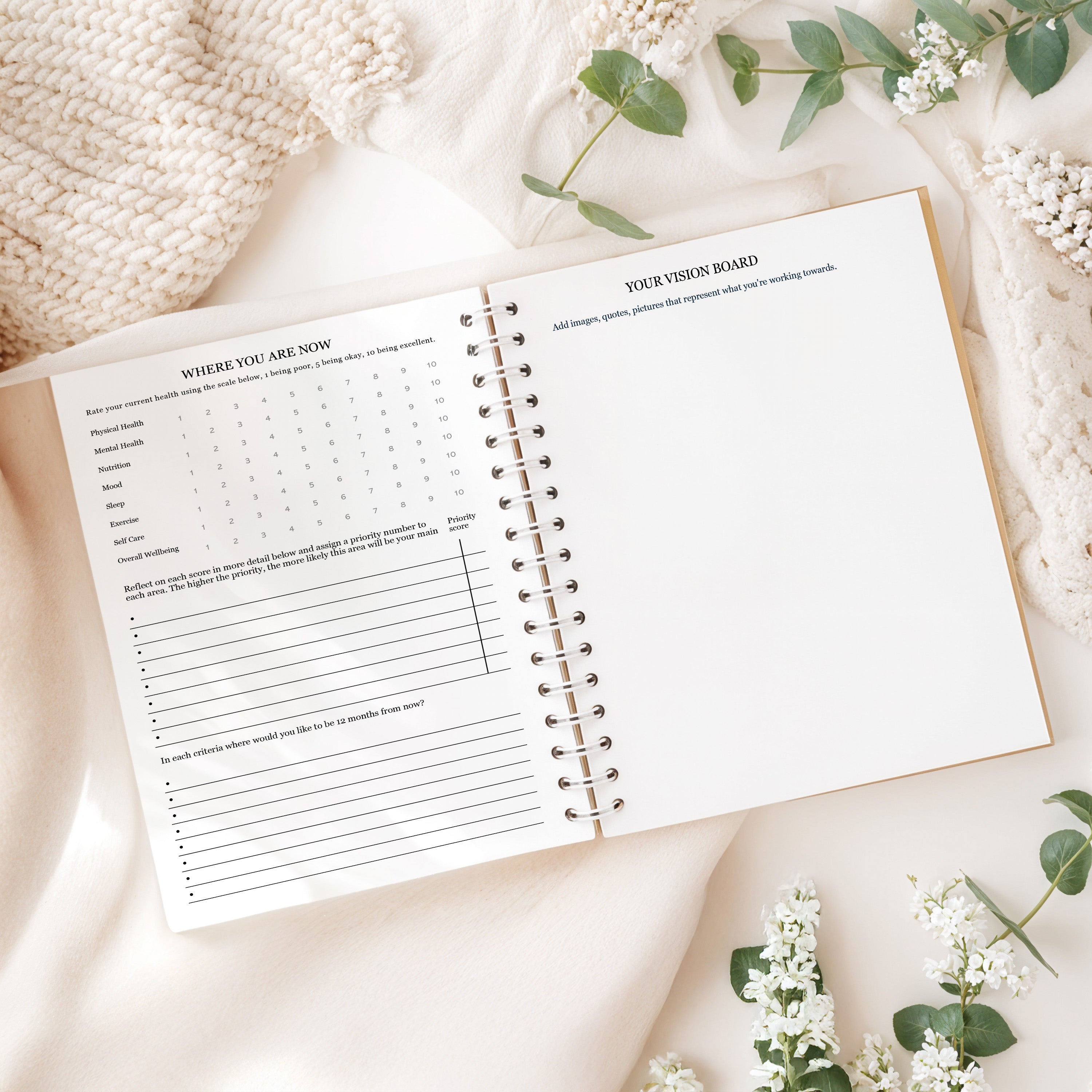 12 Month Health & Fitness Planner | Self Care Planner - Butterfly