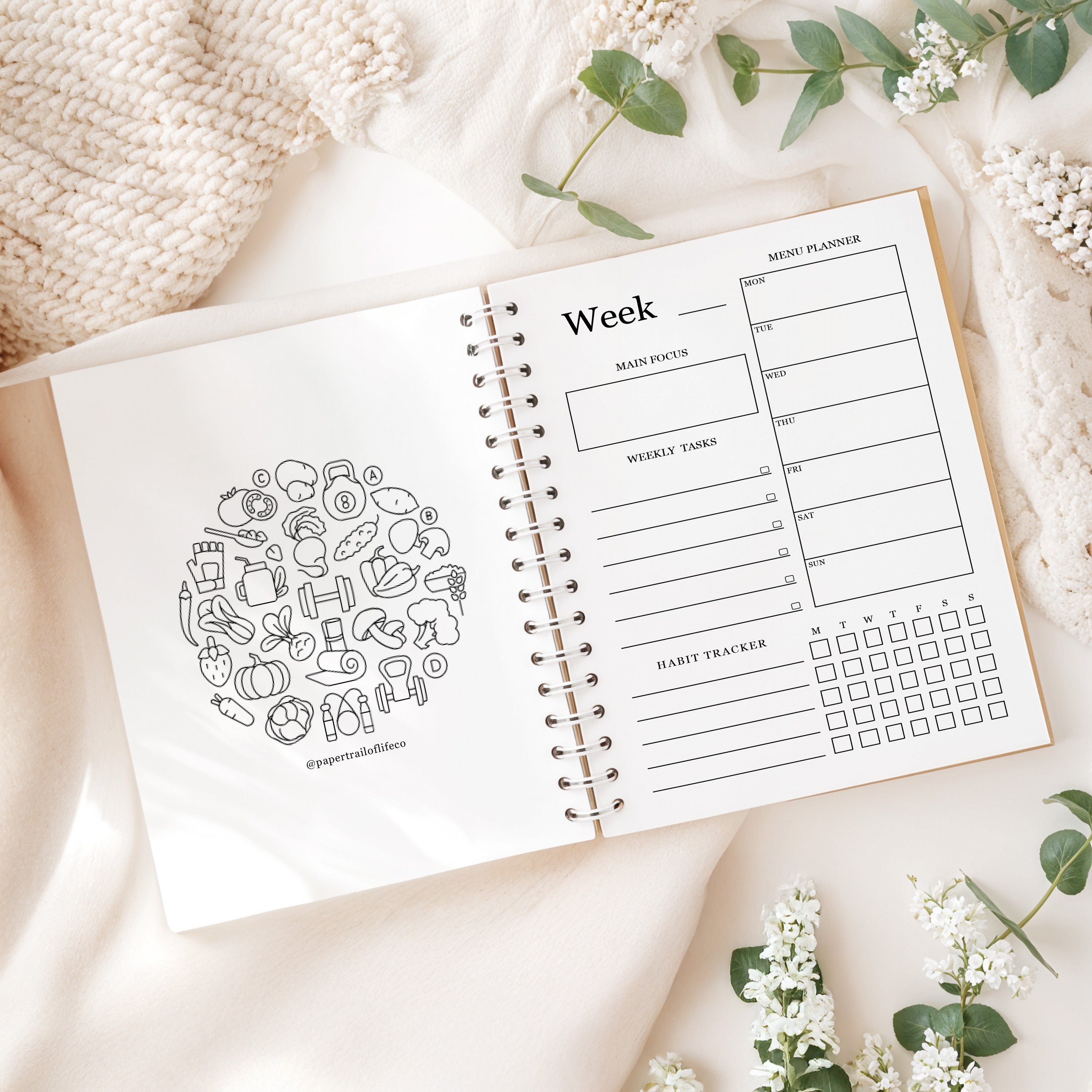 12 Month Health & Fitness Planner | Self Care Planner - Butterfly