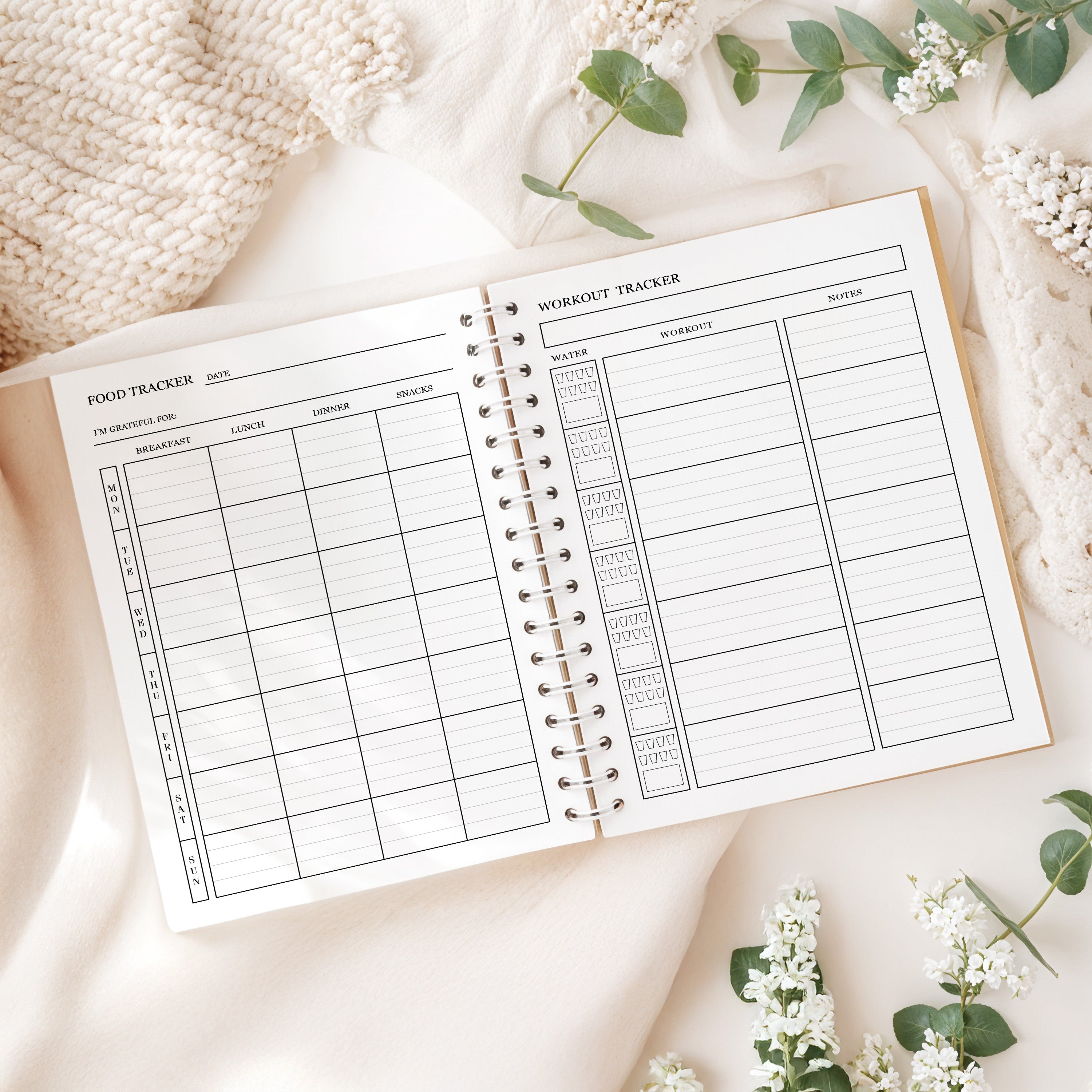 12 Month Health & Fitness Planner | Self Care Planner - Watercolour