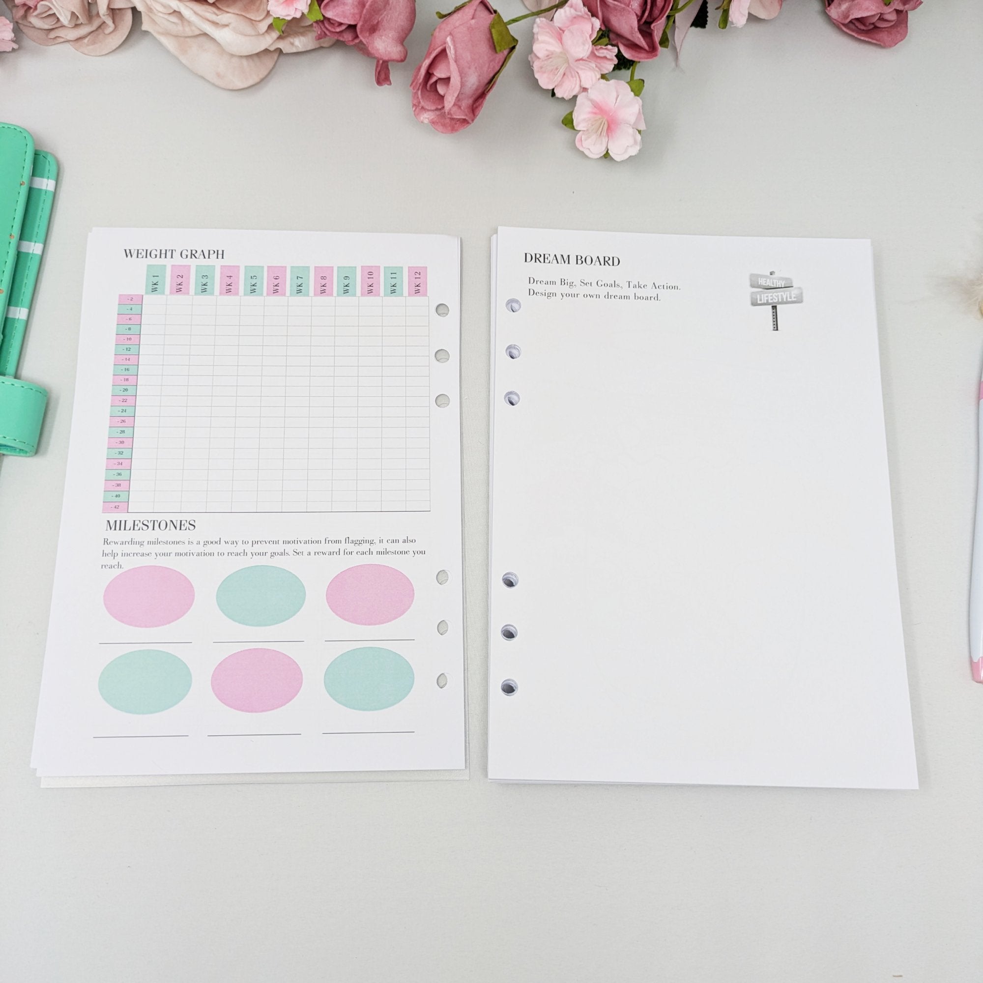 Food Diary Inserts - Deluxe Keto - Love Yourself - A5 Inserts