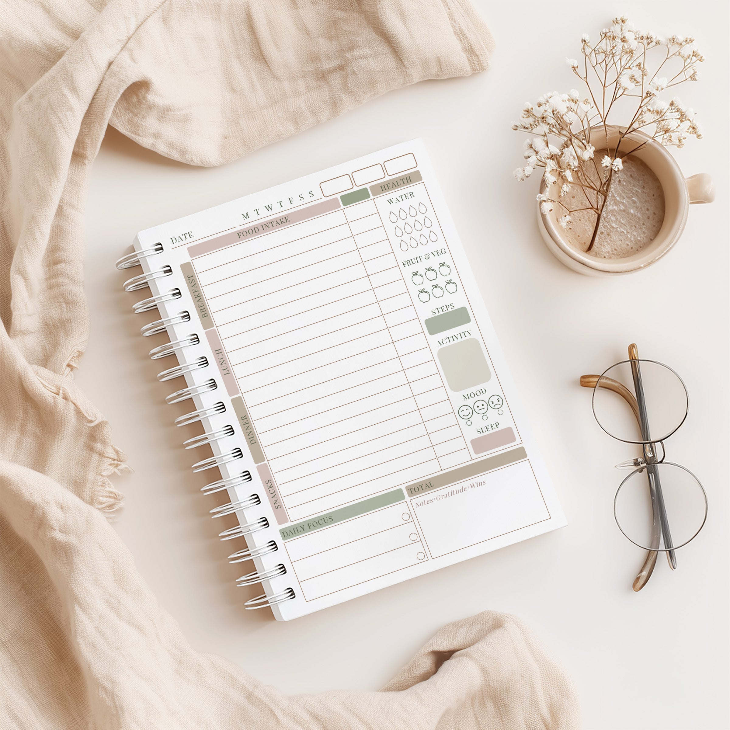 12 Week Wellness Journal - Linen